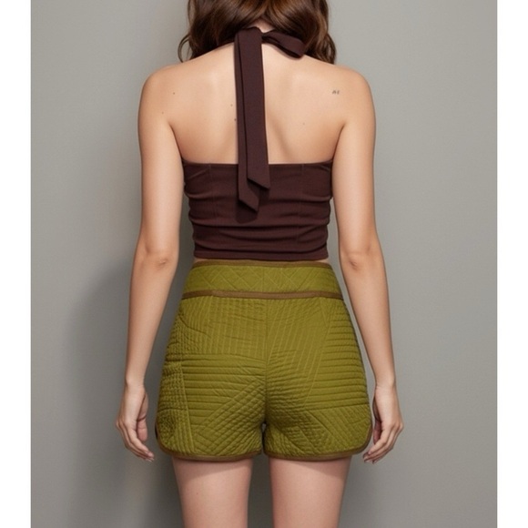 SÉZANE Selin Quilted Shorts, Olive Green, FR36/US4 - Picture 7 of 15